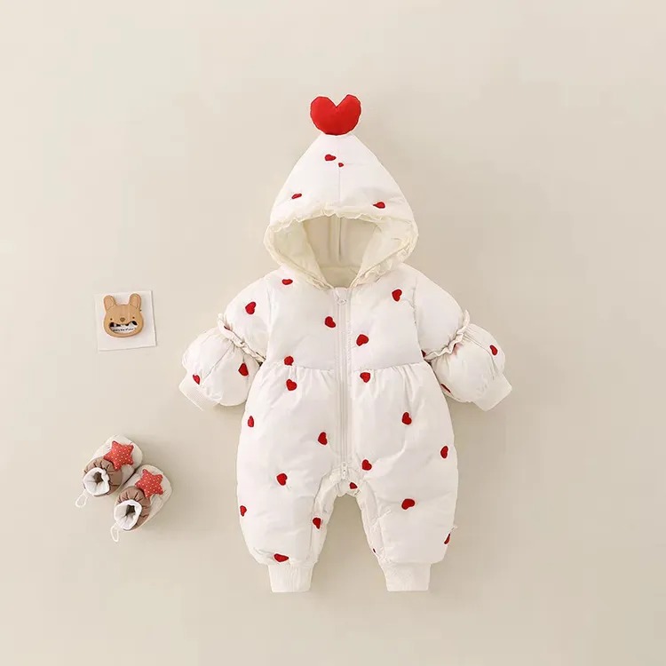 婴儿冬季加厚连体衣宝宝超萌洋气加棉加厚新生儿棉衣外出冬装爬服