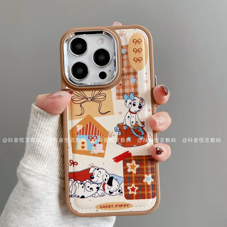 镜框鼓皮适用iphone17promax苹果16手机壳15/14/13/12华为斑点狗