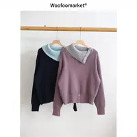 【海街日集】撞色翻领设计感厚款毛衣外穿女冬季 AWMY364