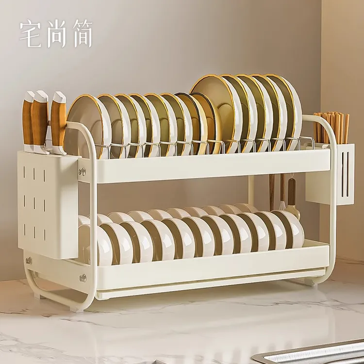 碗碟收纳厨房置物架家用碗筷收纳盒碗盘沥水架三层碗碟架多功能架