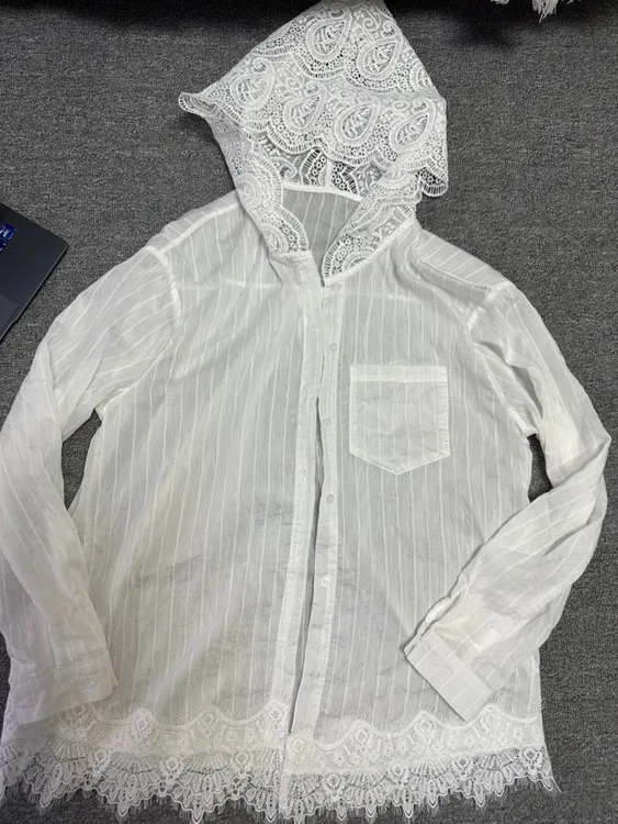 欧版蕾丝连帽2025夏季宽松休闲薄款开衫防晒上衣