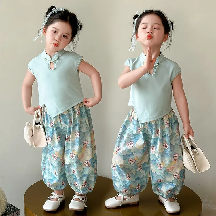 女童新中式套装2025新款儿童夏装中国风哪吒宝宝夏季防蚊裤两件套