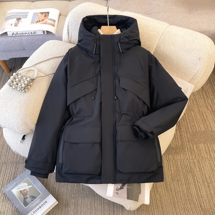 黑色棉服女冬季2025新款晋江棉袄加厚收腰连帽外套超好看棉衣