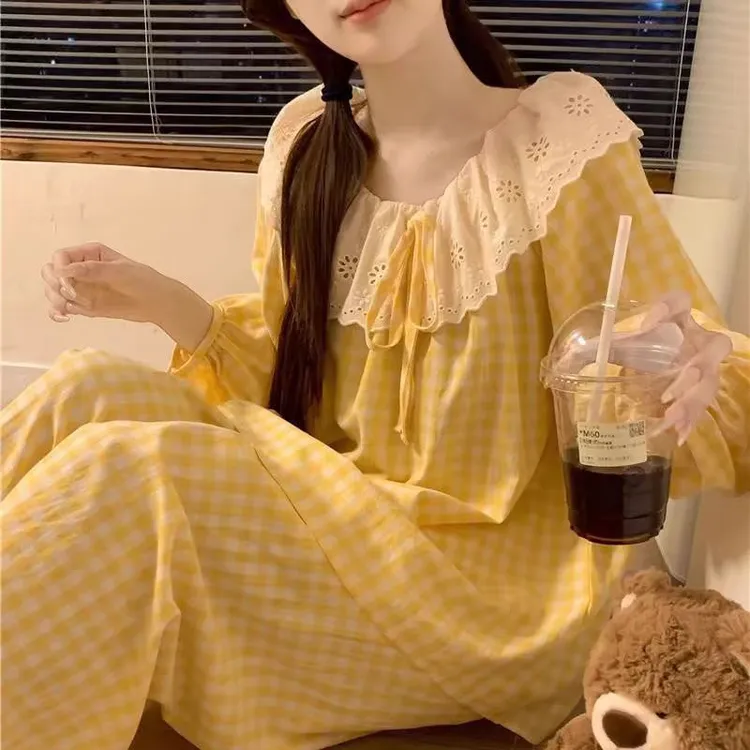 2025新款睡衣女春秋季长袖长裤甜美可爱宽松家居服少女两件套