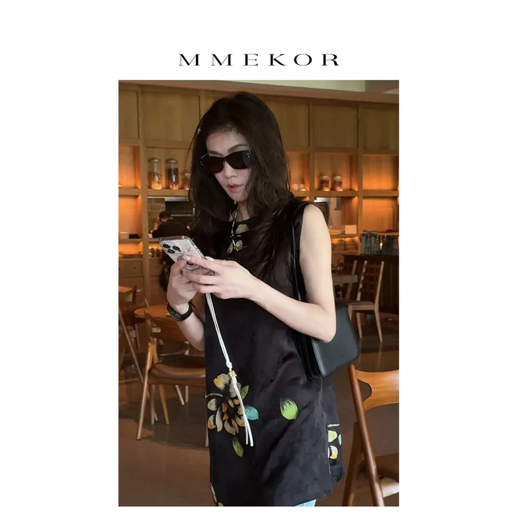 MMEKOR“夜光玉琼”背心 2025新款静奢老钱风气质上衣 89969