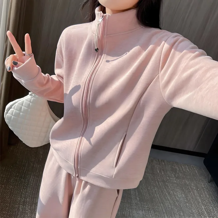 舒适又洋气！宽松双面发热绒卫衣直筒阔腿裤美拉德运动套装女秋冬