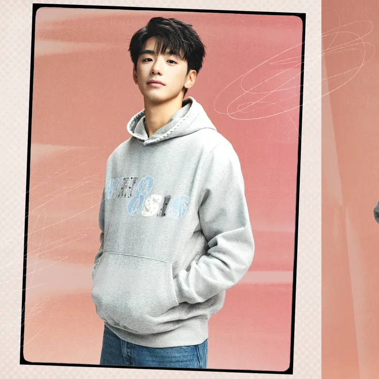 【年货节】WHOOSIS （不知其名）碎花牛仔贴布绣帽衫连帽秋冬季男女