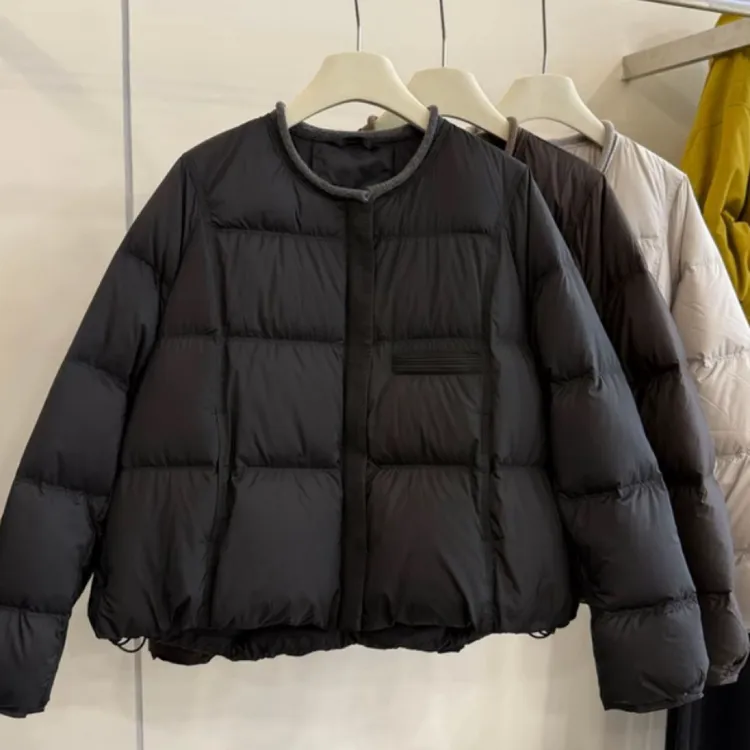 2025冬季高级感圆领白鸭绒羽绒服女装爆款时尚洋气保暖短款外套