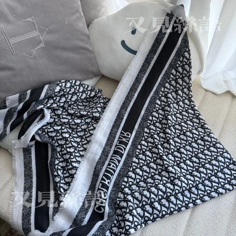 又见丝语|大披肩百搭条纹130x130夏季棉柔亲肤海边薄款时尚气质