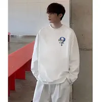 潮牌创意符号字母印花长袖T恤男秋季休闲百搭宽松纯棉打底衫上衣
