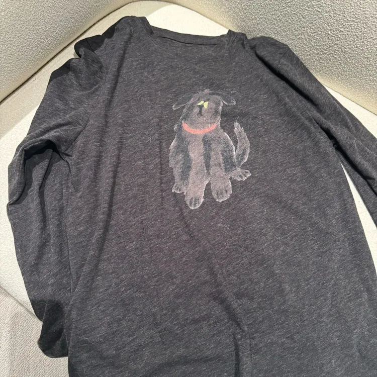 JIUJIU【蓝梦巴黎】设计感百搭简约圆领套头抽象卡通狗狗T恤上衣女