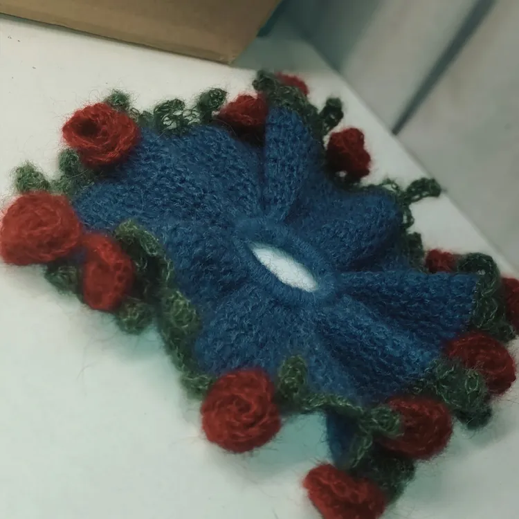超仙的玫瑰花束毯子手工编织diy毛线发圈头绳钩针创意礼物送女友