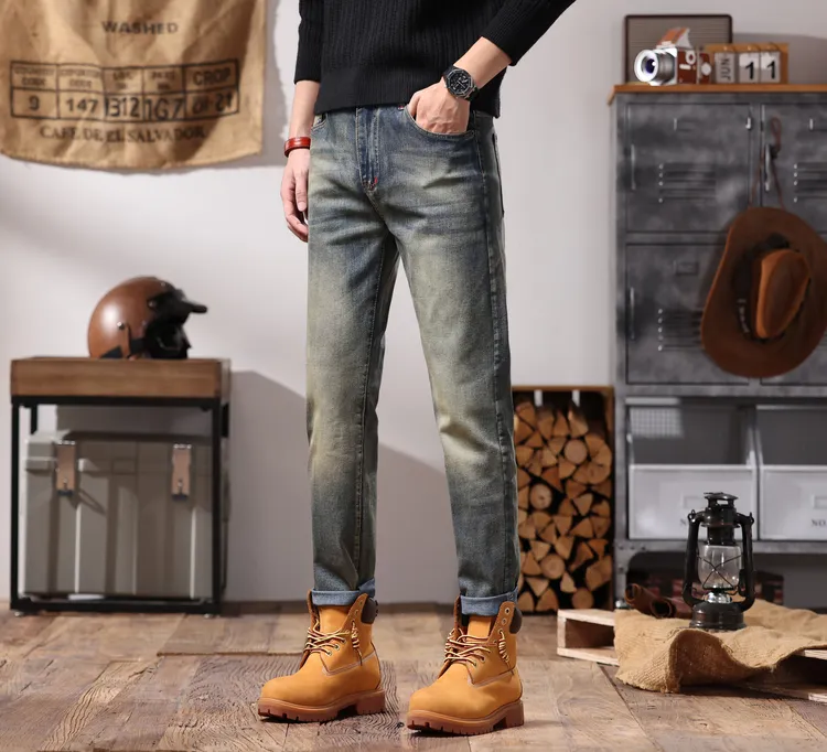 秋冬弹力直筒牛仔男士休闲潮流修身牛仔裤男款加绒爆款2025新款