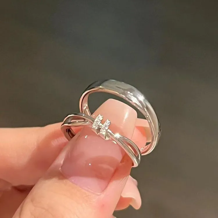 执子之手情侣银戒指女ins小众男女对戒高级感七夕礼物潮