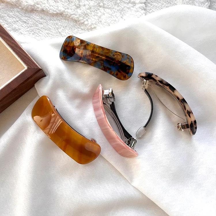 日韩马尾夹复古风发夹一字夹醋酸简约ins成人发卡百搭韩版气质夹