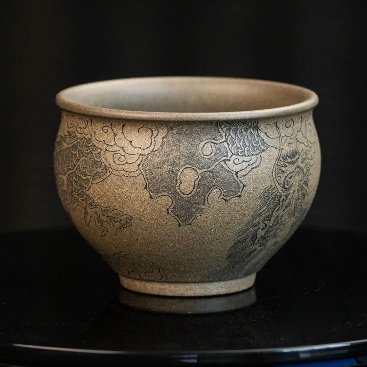 南柯记【隐龙】青段全手工刻绘隐龙杯|紫砂茶杯主人杯高档茶器
