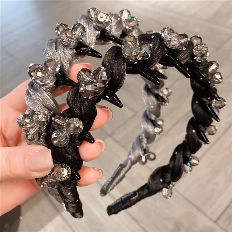 2025年新款水晶轻奢蓬松气质带齿梳防滑设计感发箍发饰头饰头箍女