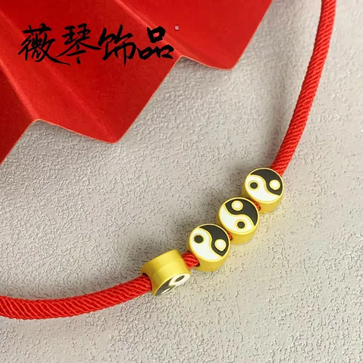 铜合金亚克力手链 新款古风色珐琅彩滴油八卦隔珠diy-手链项链编