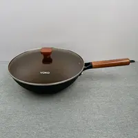 TG307 VOKO铁炒锅30*10cm 家用炒菜锅纯铁锅带盖重约1.98KG