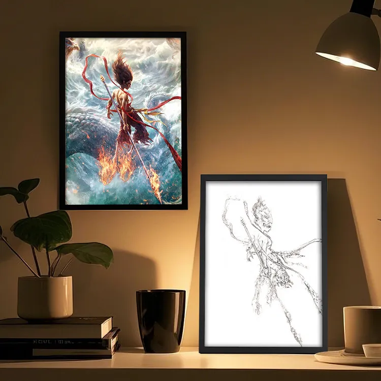 术研A/【哪吒2实木相框】超研A4/8寸动画电影头氛围灯送礼发光画框