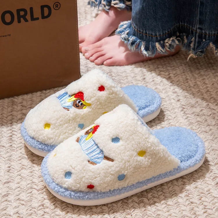 彩点狗狗棉拖鞋女冬季2025新款室内居家保暖防滑学生宿舍毛毛拖鞋