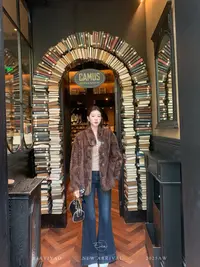 EIA一尧【假胯消失裤】显瘦百搭复古深蓝显高牛仔裤女微喇中腰加绒