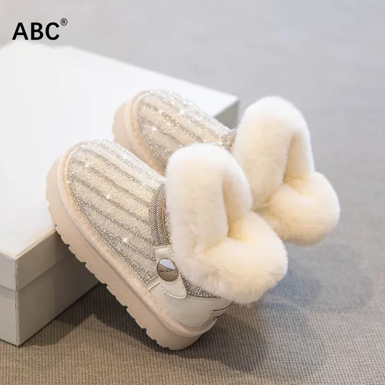 ABC女童雪地靴2025冬季宝宝保暖棉鞋东北靴子女孩加绒加厚防水鞋