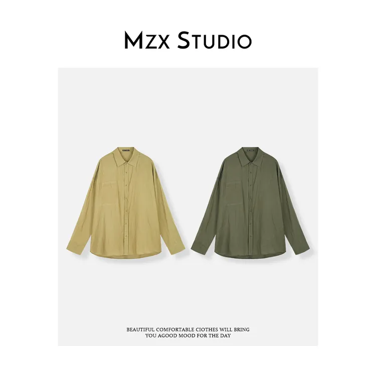 MZX 夏季亚麻天丝百搭简约纽扣长袖衬衫 SY8676-A