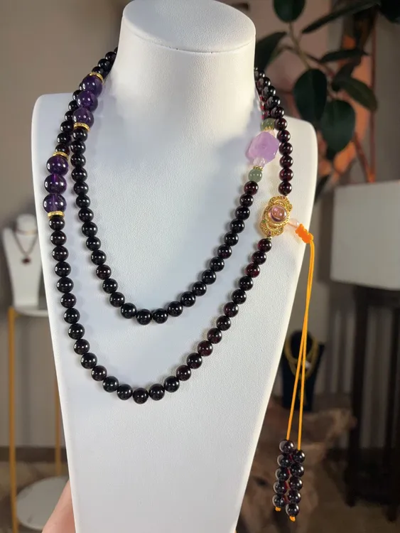 6mm天然缅甸翳珀设计款108 黑色时尚简约气质百搭男女新中式经典