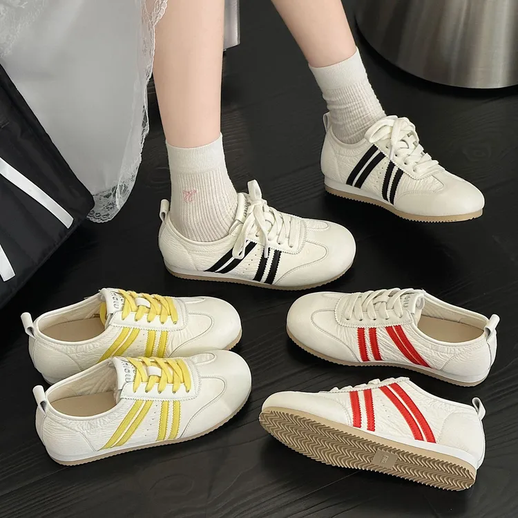 大码女鞋40一43德训2025春季新款韩版百搭增高休闲复古运动板鞋女