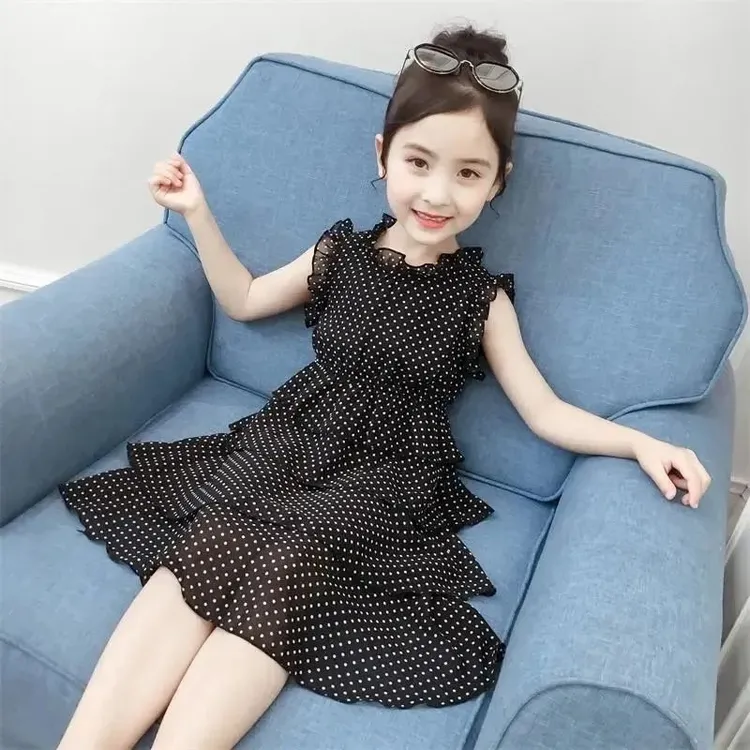 女童连衣裙夏装2025新款长裙洋气波点时尚大儿童女孩公主蛋糕裙潮