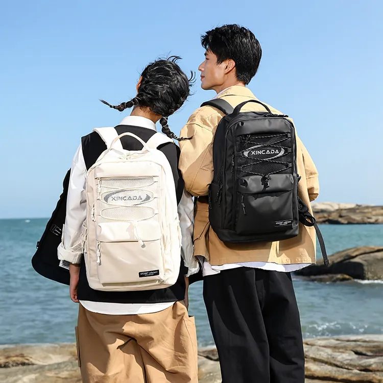 新潮代双肩包男电脑包帆布高级感书包大学生旅游大容量旅行背包
