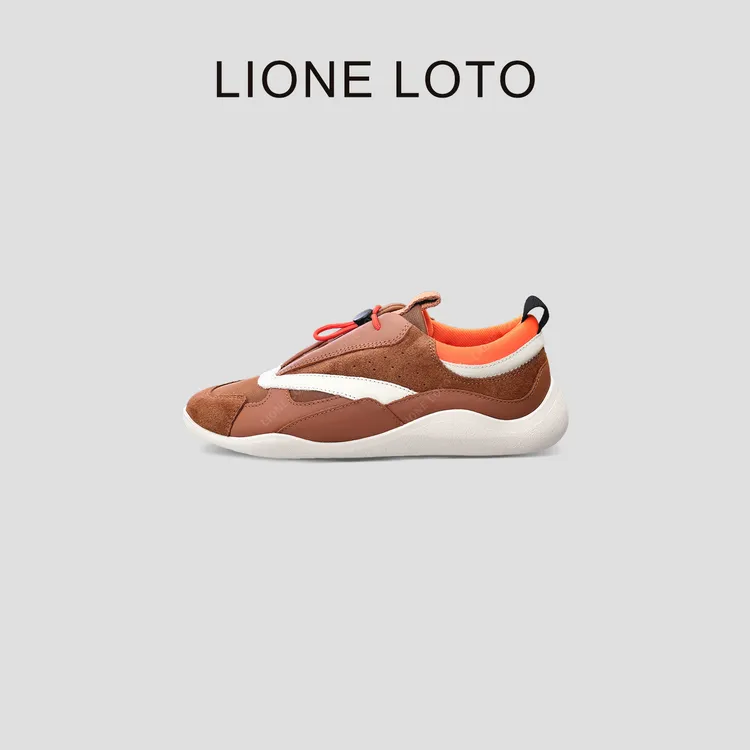 纯手工女士皮质运动鞋2025新款棕色复古休闲阿甘鞋时尚舒适德训鞋