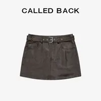 CALLED BACK新款经典款时尚百搭休闲棕色皮短裤