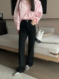 温柔瑶-GD秋款福利#显瘦四面弹桶裤微喇#5583（裤长100 腰围64）