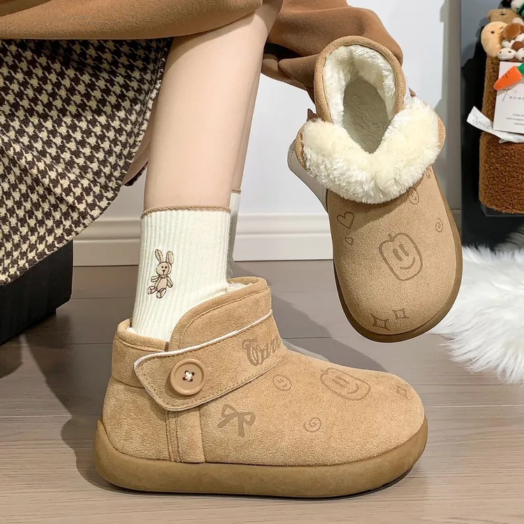 回力雪地靴女2025冬季新款厚底加绒加厚保暖休闲百搭一脚蹬棉鞋子