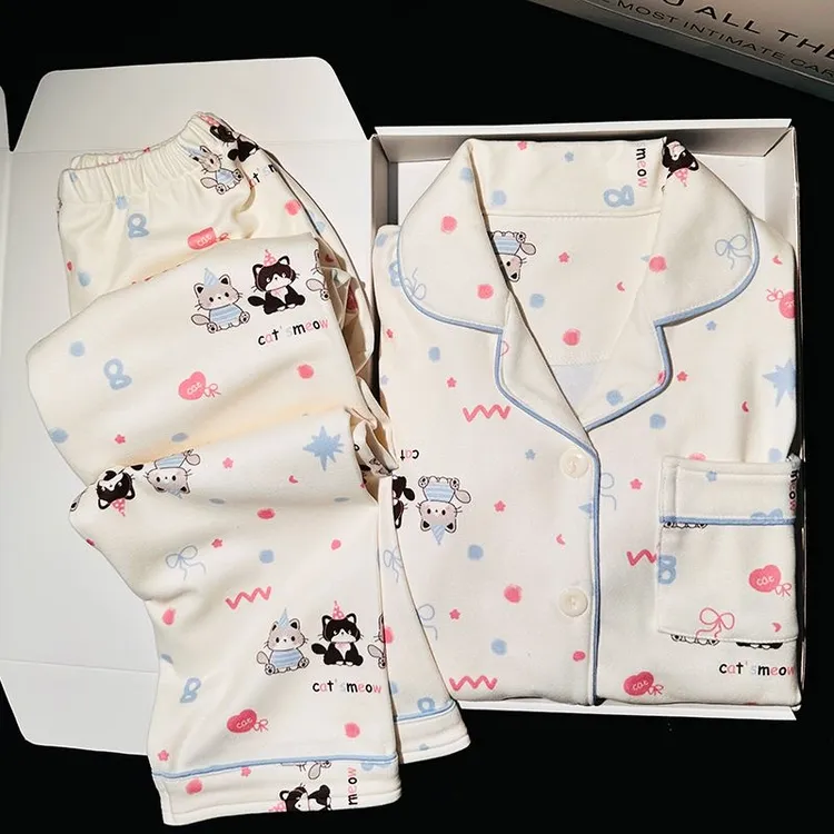 2025秋冬新款儿童睡衣德绒磨毛保暖套装卡通可爱女童洋气家居服