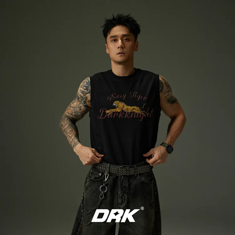 DRK【回溯系列】老虎印花背心美式运动休闲复古宽松做旧防螨凉感