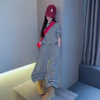 女童条纹套装2025秋季儿童新款卫衣长裤宽松春秋装女孩时尚两件套