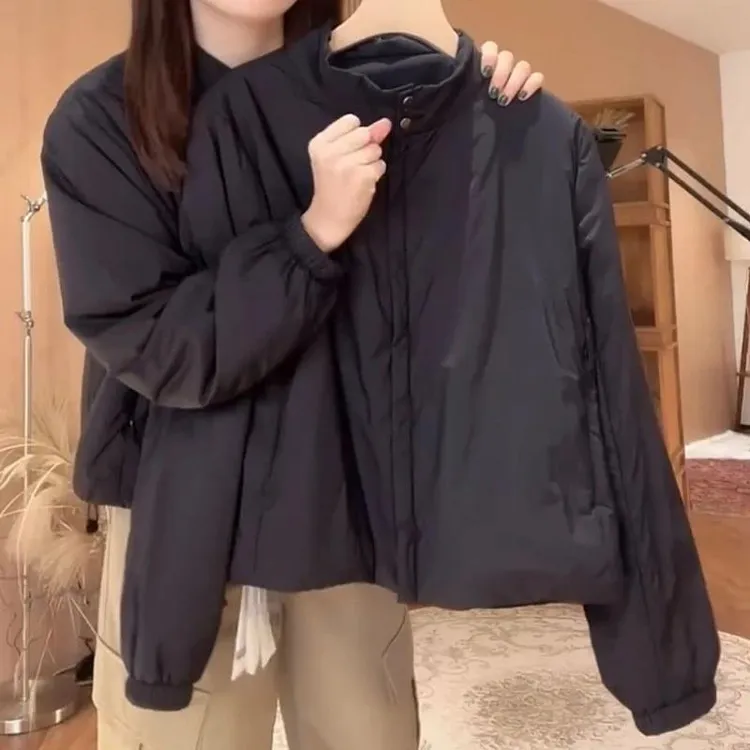 春秋新款大码宽松时尚显瘦短外套女2025韩系黑色简约百搭长袖上衣
