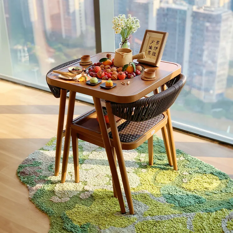 紫叶蒂娜桌椅围炉餐桌家用小户型阳台茶桌椅组合多功能围炉煮茶