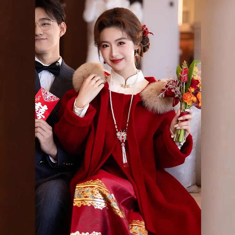 2025网红秋冬季大毛领双面绒毛呢外套女港风中长款小个子呢子大衣