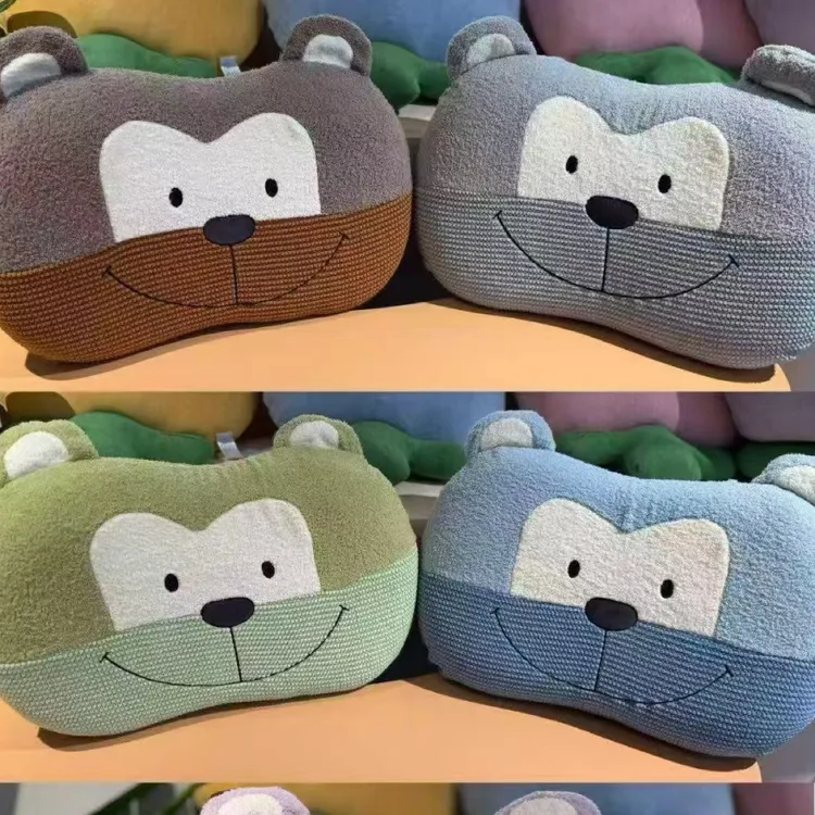 可爱卡通大熊头豆豆绒记忆棉慢回弹枕头抱枕学生午睡儿童柔软枕头