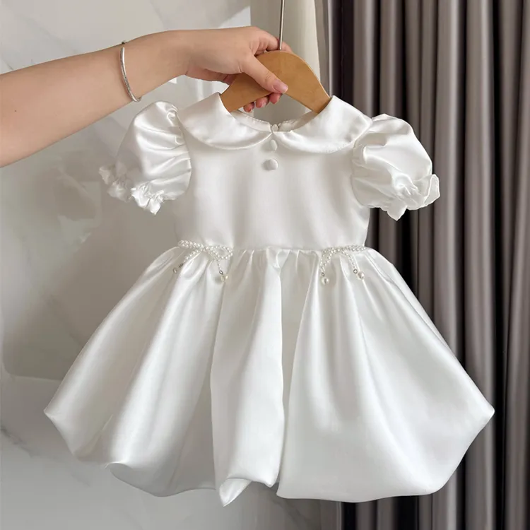 周岁抓周礼服女宝生日公主裙花童婚礼小女孩婚纱蓬蓬裙夏款连衣裙