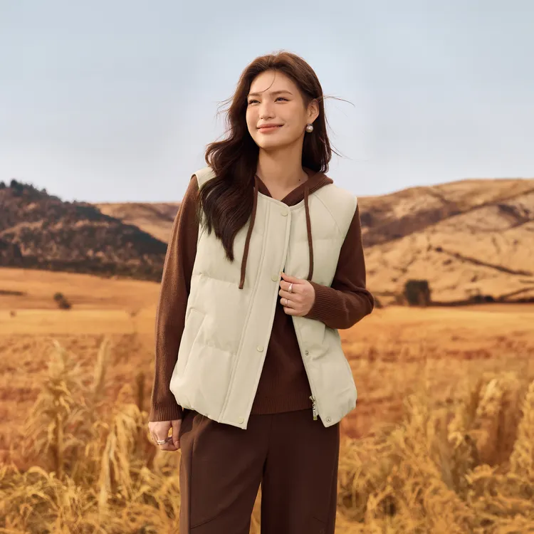 【泡芙马甲】纤莉秀w大码女装流光风外穿短款秋冬叠穿QK2878