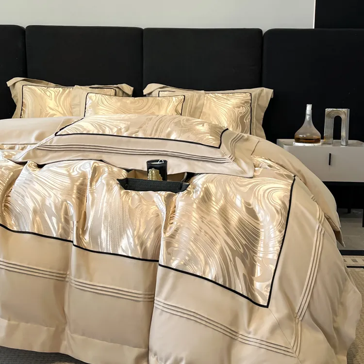 伴月眠A类轻奢纯棉四件套贡缎提花高档全棉适合裸睡柔软床上用品