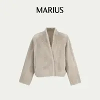 MARIUS‘天鹅颈’皮毛一体天鹅颈短款上衣