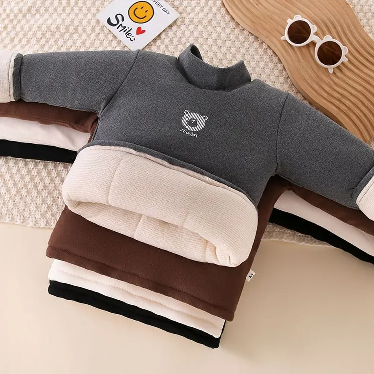 冬季三层男童打底条纹高领套头棉衣棉袄内胆儿童加厚保暖女童夹棉