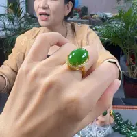 合金戒指和田玉（碧玉）18 13