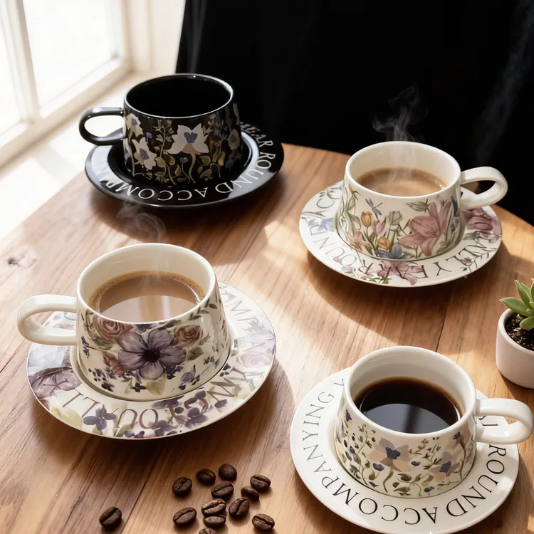 【墨白花侣】复古油画咖啡杯轻奢高级感情侣陶瓷杯礼盒新年生日礼物